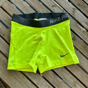 Nike Pro Neon Yellow/ Green Shorts
